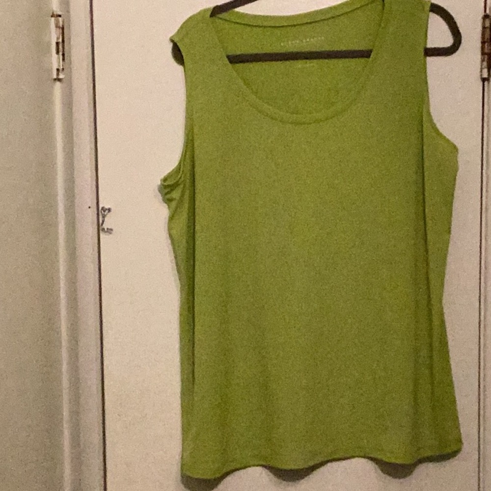 Susan Graver Modern Essentials Jungle Lime Sleeveless Women's Tank Top Size XL